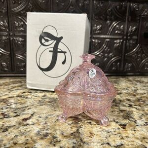 Fenton Art Glass Cabbage Rose Pink Lidded Candy Trinket Dish
